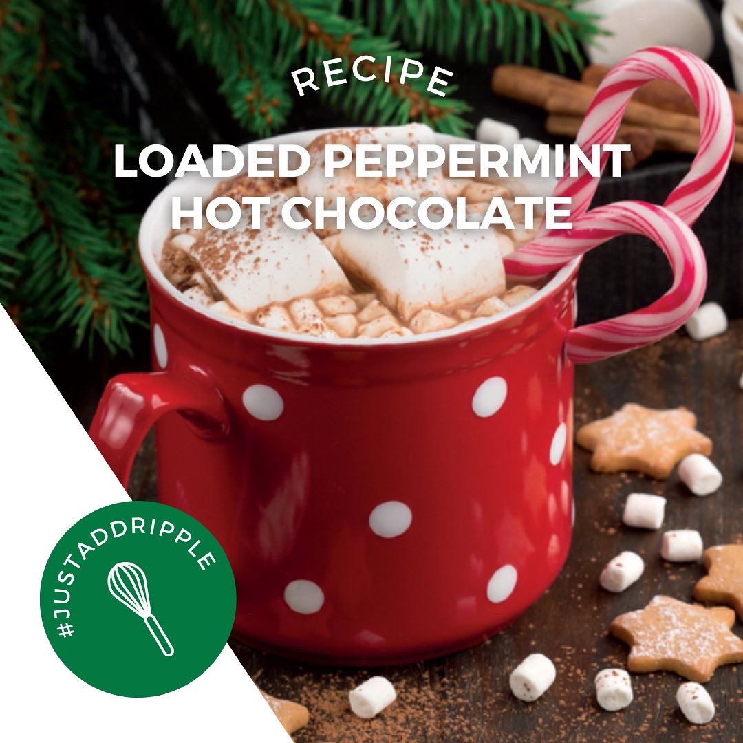 get_ripple's tweet photo. The weather outside may be frightful, but this Loaded Peppermint Hot Chocolate sure is delightful! ❄️ 

Warm up from the cold with a Ripple-infused treat - perfect for a cozy night in by the fire or watching your favourite holiday movie. 🔥

#RippleRecipe #JustAddRipple https://t.co/nl1Kmzck27