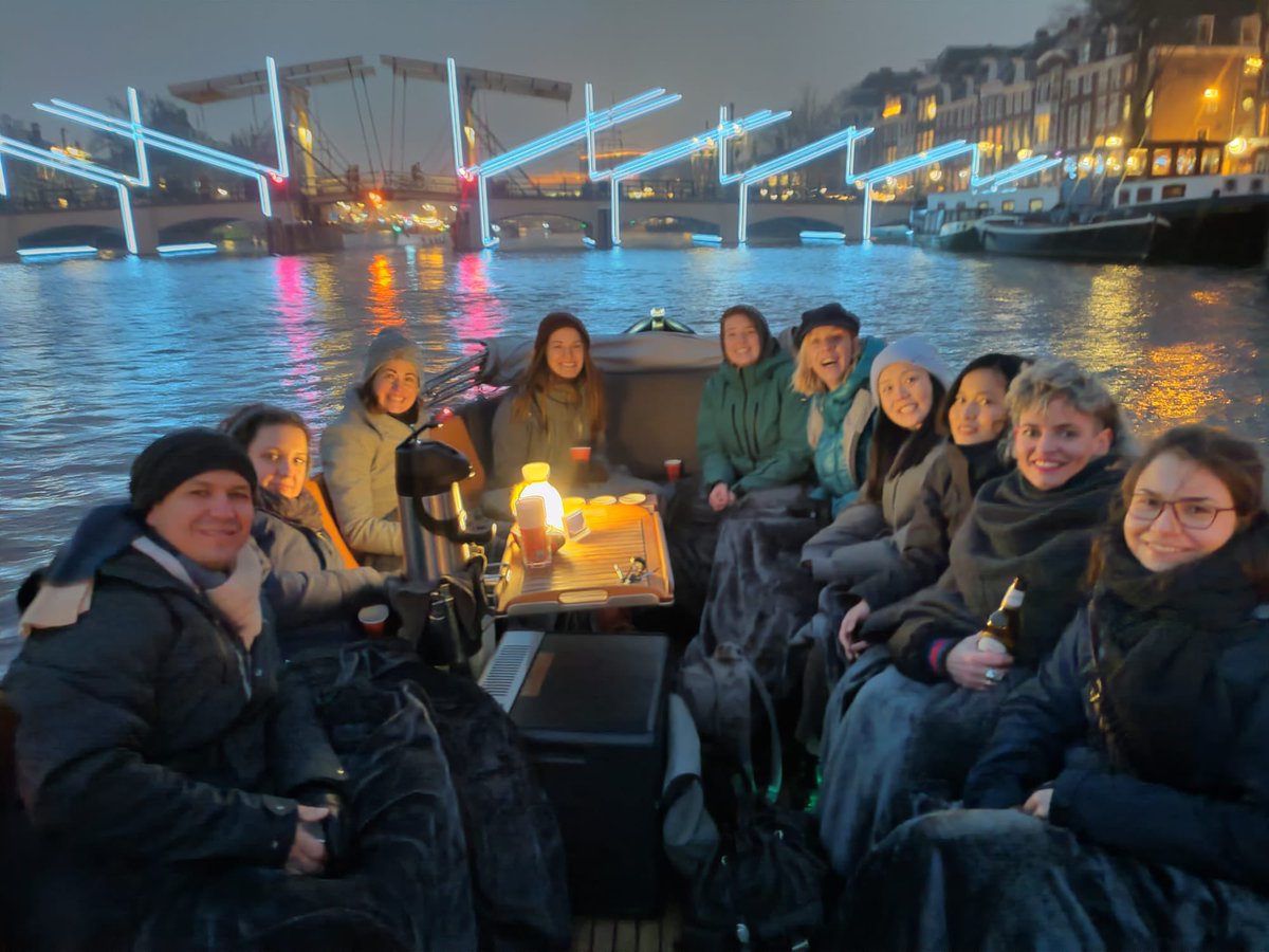 Lovely boat tour with (most of) the lab through the canals of Amsterdam watching the light festival! With nice Nepalese food after to warm up.

And home just in time for the penalty shoot out 😭