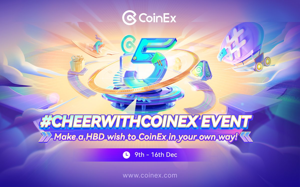 coinexcom's tweet photo. 🚀 CoinEx 5th Anniversary
Send a HBD wish to CoinEx in your own way and win 50,000 $CET! 🤩
⏰ 9th - 16th Dec
✅ Follow @coinexcom
✅ Comment a sentence or a birthday cake image
🔃 QRT with #cheerwithCoinEx #CoinExTurns5
Sign up 👉 https://t.co/iHgSDenYZx
#CoinEx #Giveaway https://t.co/YhES2jkDut