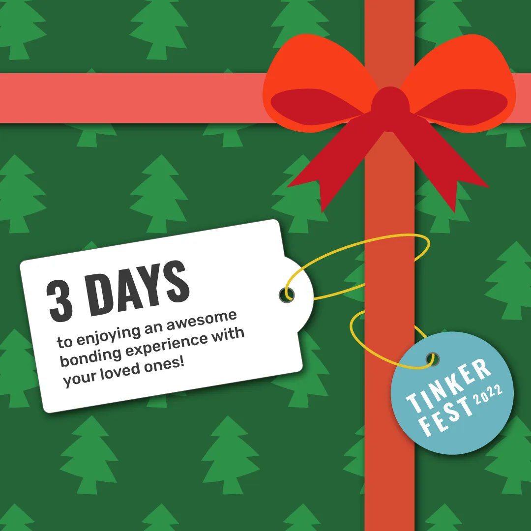 3 days till Tinker Fest! Have you bought your tickets for you and your loved ones to learn all sorts of cool stuff? Get your tickets on Eventbrite today – you've got 4 workshops to choose from:
1️⃣ Automata Making
2️⃣ 3D Pen Printing 
3️⃣ Raspberry Pi RP2040 
4️⃣ Retro Game Making