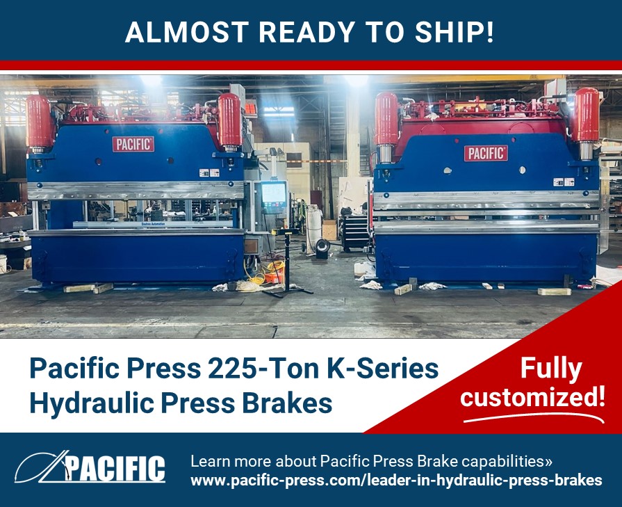 pacpress1945's tweet photo. These fully customized 225-Ton Hydraulic Press Brakes are almost ready to ship! Upon completion they'll be shipped to their new home where they will be used for US military applications. Learn more about Pacific Hydraulic Press Brake capabilities at https://t.co/paXhSbxLZW. https://t.co/VJ4jWaxTmA