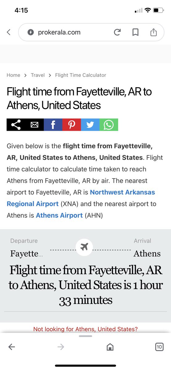 NBazyk's tweet photo. @fqArkansas Flight time from Fayetteville to Athens, GA….approx 1 hour 33 minutes! https://t.co/7GkTKmlKQu
