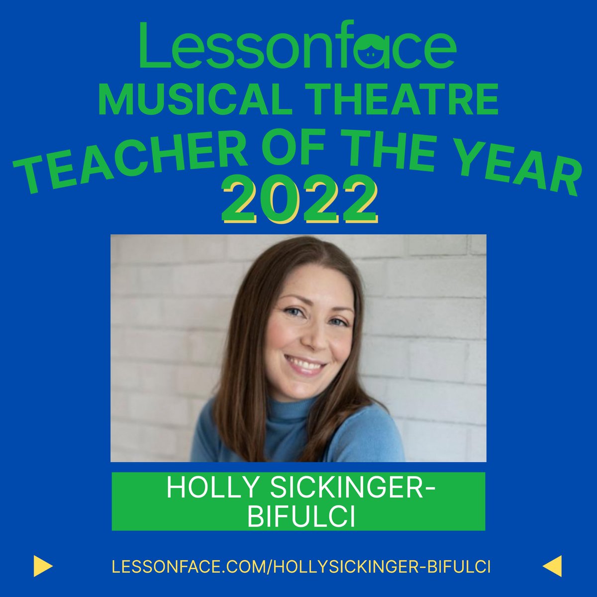 Holly Sickinger (@sickingerholly) on Twitter photo Just found out I was named Lessonface’s Musical Theatre Teacher of 2022. So honored to receive this award! Thank you <a href="/lessonface/">Lessonface</a>! Just found out I was named Lessonface’s Musical Theatre Teacher of 2022. So honored to receive this award! Thank you <a href="/lessonface/">Lessonface</a>!