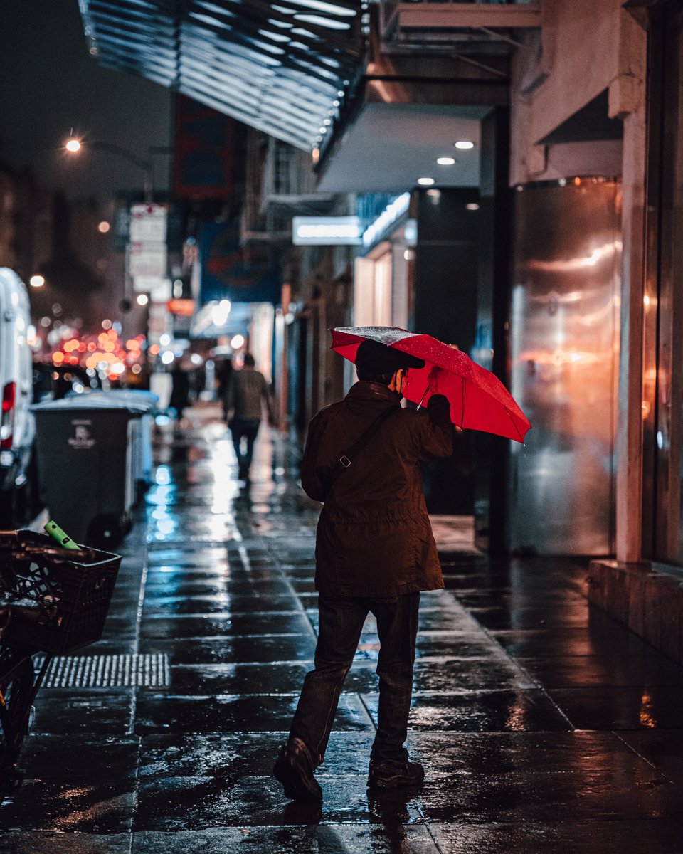 The boy with the red balloon eventually became the man with the red umbrella.