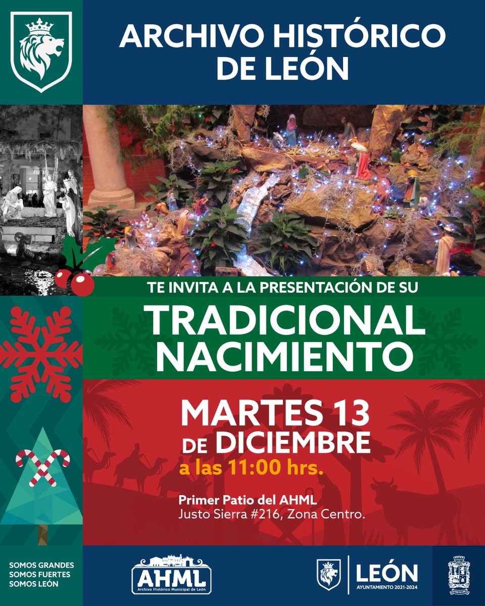 Te Invitamos este martes 13 de diciembre a las 11:00 Hrs. para la presentación del Tradicional Nacimiento que año con año montamos en el AHML durante esta temporada navideña.
Justo Sierra #216 Zona Centro. Ven y #ConoceTusTradiciones