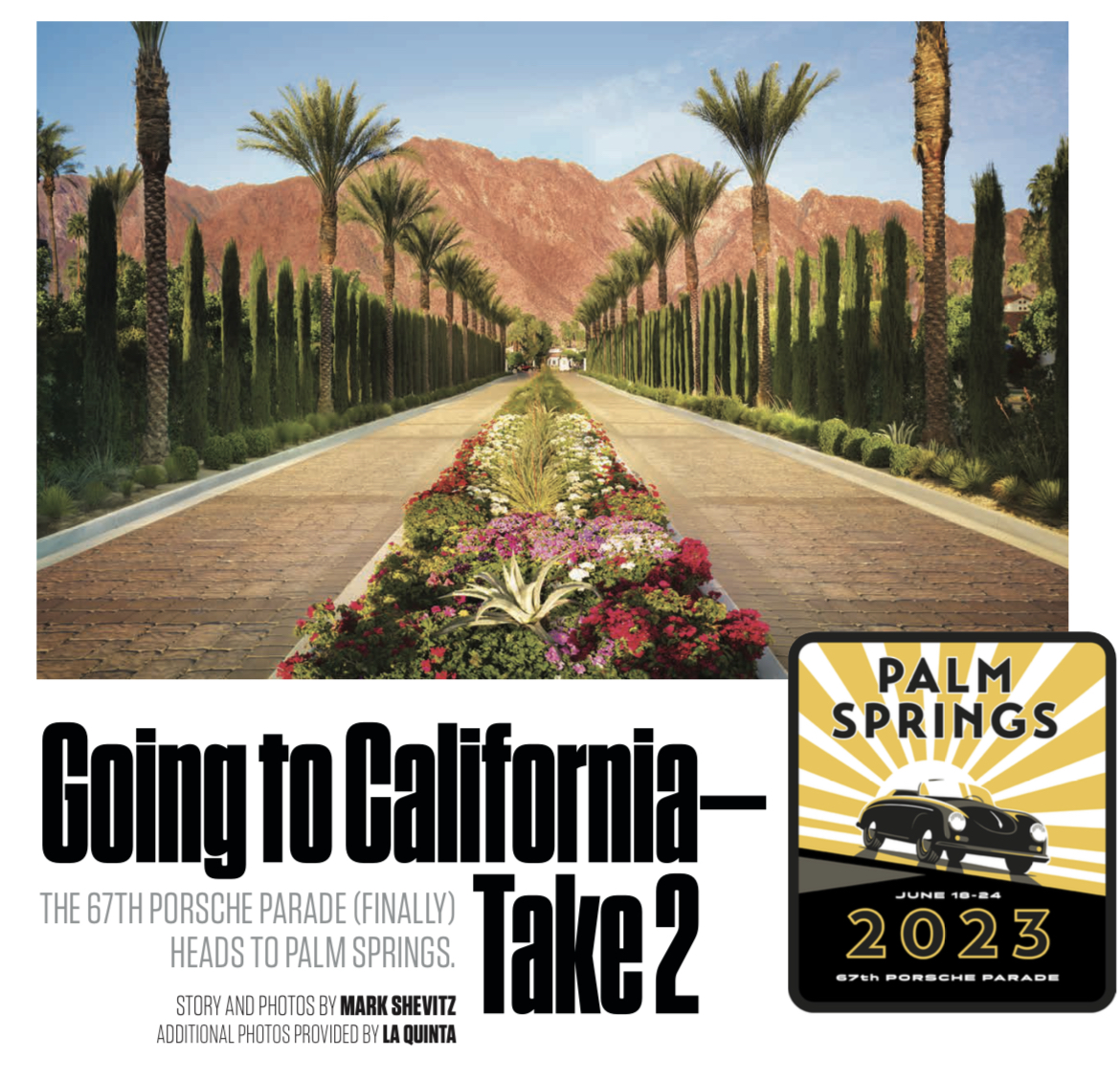 Porsche Parade is going to California! Join us June 18 - 24, 2023 for the 67th Annual #PorscheParade. Read the December #Panorama for a preview of #PCAParade2023, as well as registration information.  We are excited.  Are you?  

#Porsche #PorscheClubofAmerica #Pano #PalmSprings