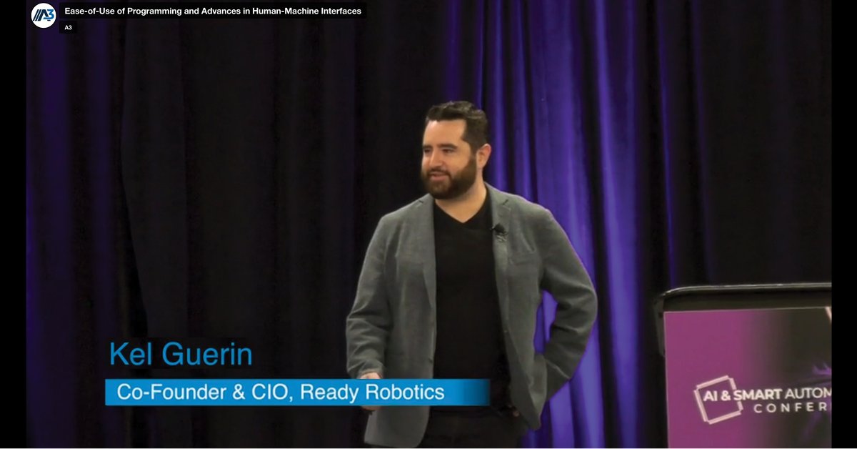 a3automate's tweet image. To close the skills gap, programming industrial robots must be more accessible, says @ReadyRobotics&apos; Kel Guerin in &apos;Ease-of-Use of Programming and Advances in Human-Machine Interfaces.&apos;

Kel&apos;s 44m:08s presentation &amp;amp; others: hubs.la/Q01vrbL70.

#AISmartCon #useability #AI