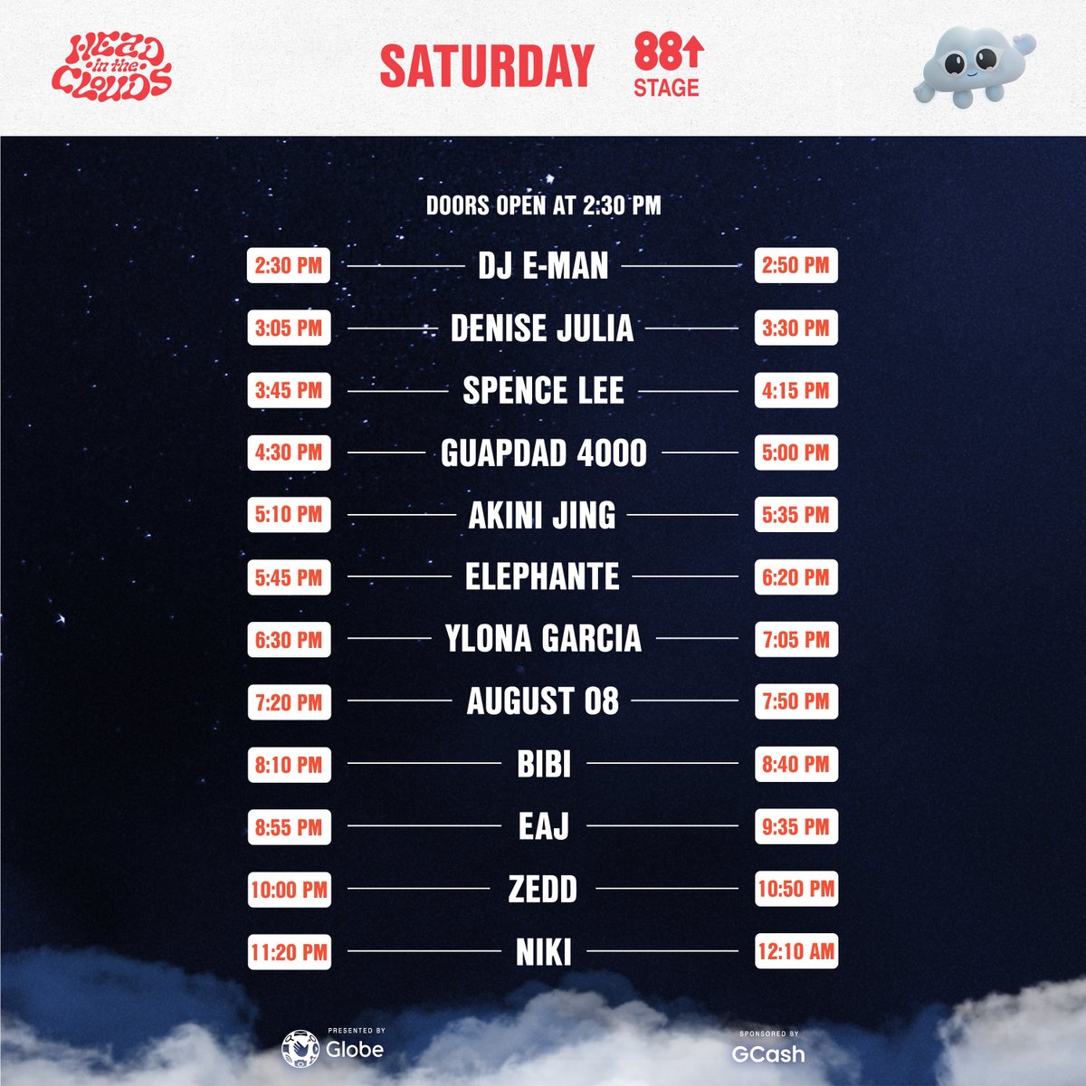 DAY 1 was 🤯🤯 Ready for DAY 2, MANILA? ❤️
Gates open at 2PM for VIP and 2:30PM for GA! 

#HITCMANILA #headintheclouds