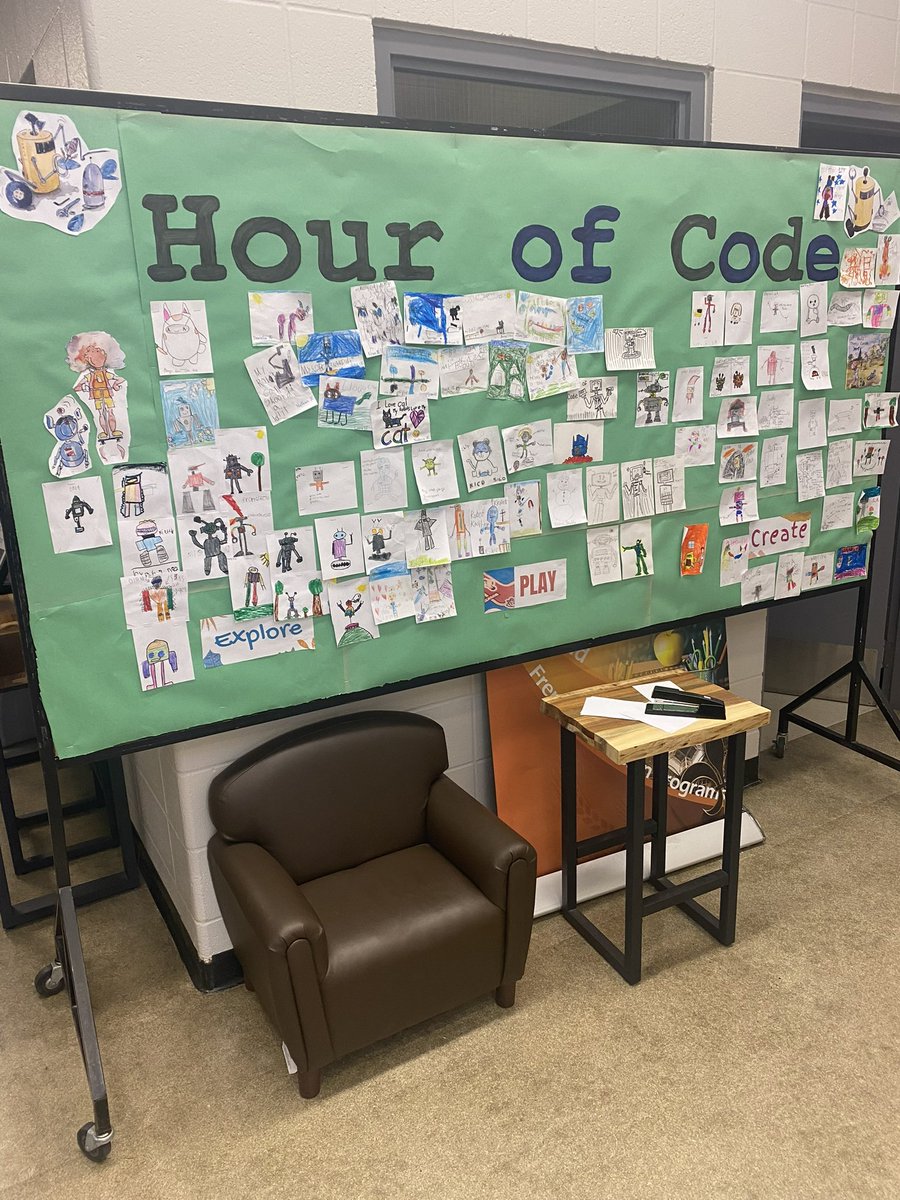 OLOPecsd's tweet photo. @olopecsd had a blast participating in Hour of Code this week. The students drew robots 🤖 to connect to our ECSD theme book If, Ball Then, Catch and read jokes about computers. It was a great week! What did the baby robot say to the father? DATA. 😂 #ecsdfaithinspires #ecsdhoc https://t.co/Ow00H2jEs3
