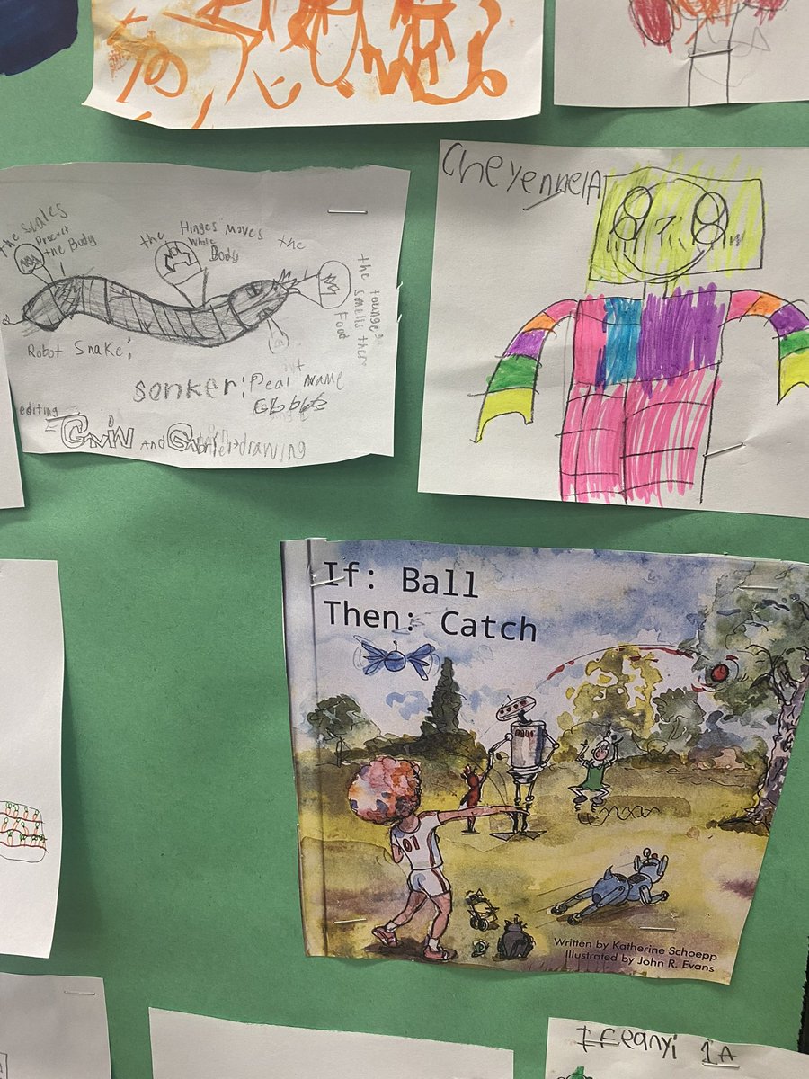 OLOPecsd's tweet photo. @olopecsd had a blast participating in Hour of Code this week. The students drew robots 🤖 to connect to our ECSD theme book If, Ball Then, Catch and read jokes about computers. It was a great week! What did the baby robot say to the father? DATA. 😂 #ecsdfaithinspires #ecsdhoc https://t.co/Ow00H2jEs3