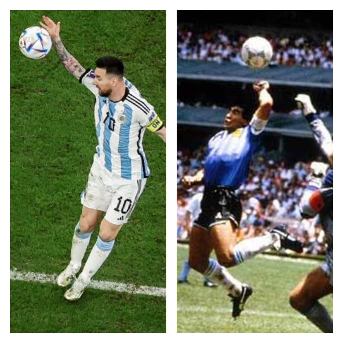 Spot the difference…. #messi #Maradona #NEDARG