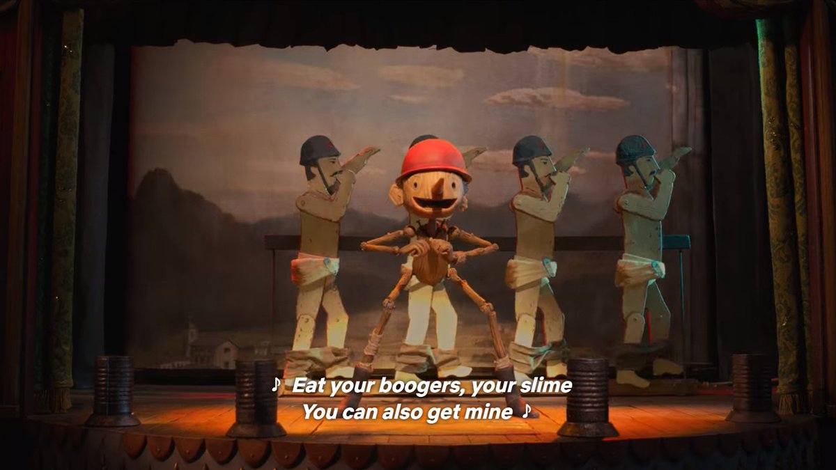 LordSMAF's tweet photo. Guillermo del Toro: "As Mussolini ascends to power in Italy, everyone around Pinocchio behaves like a puppet and obeys. It's the puppet that chooses to be disobedient, and through that disobedience, he finds his own morality, his own soul, and his own humanity"

Pinocchio: https://t.co/xpKx2RMCum
