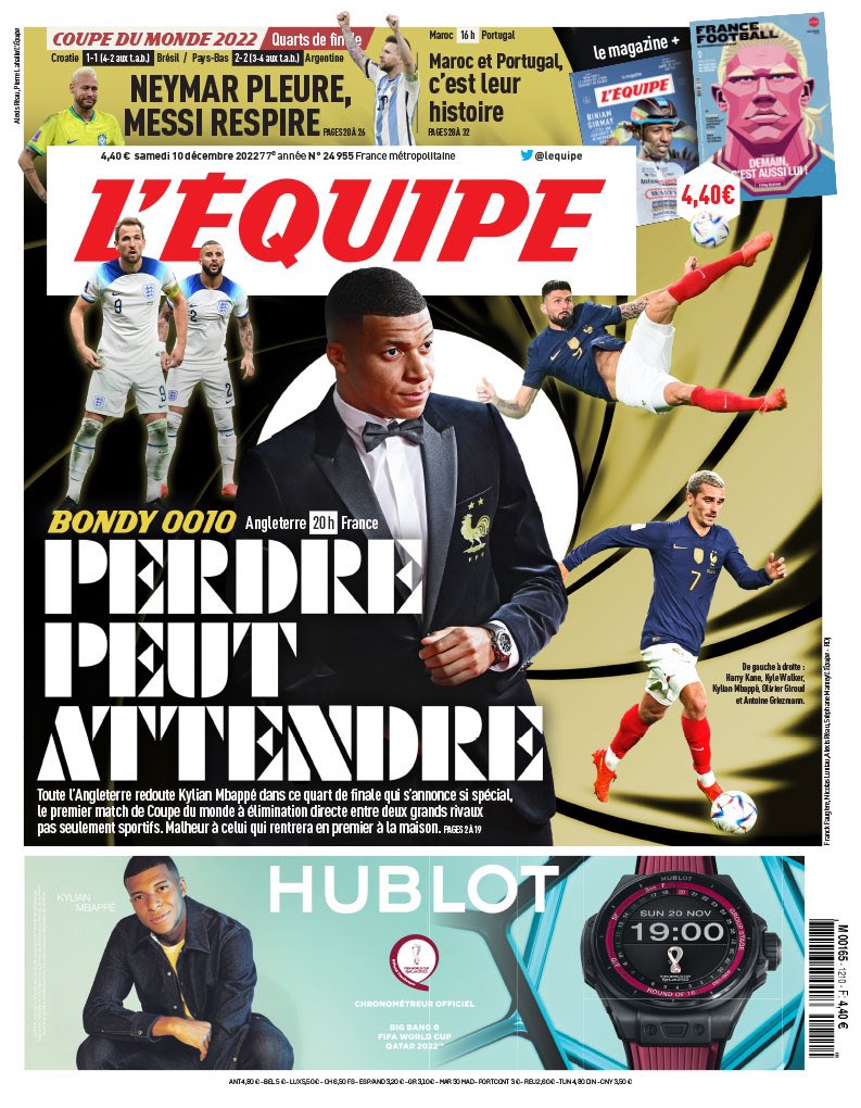 ActuFoot_'s tweet photo. « Bondy 0010. Perdre peut attendre. »

La Une de @lequipe de ce samedi. 🗞️ https://t.co/aEhaedIJ4t