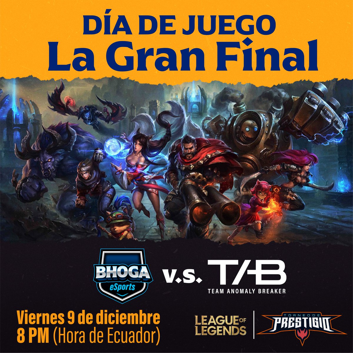 Final | BGA vs TAB | <a href="/chamakesports/">Chamak E-sports</a> 🏆
Acompáñanos en esta Gran Final del #TorneoDePrestigio frente a <a href="/tab_anomaly/">Team Anomaly Breaker 🇲🇽</a> en un BO5 🤝🏻
#GoBHOGA #GoBGA #esports #gaming