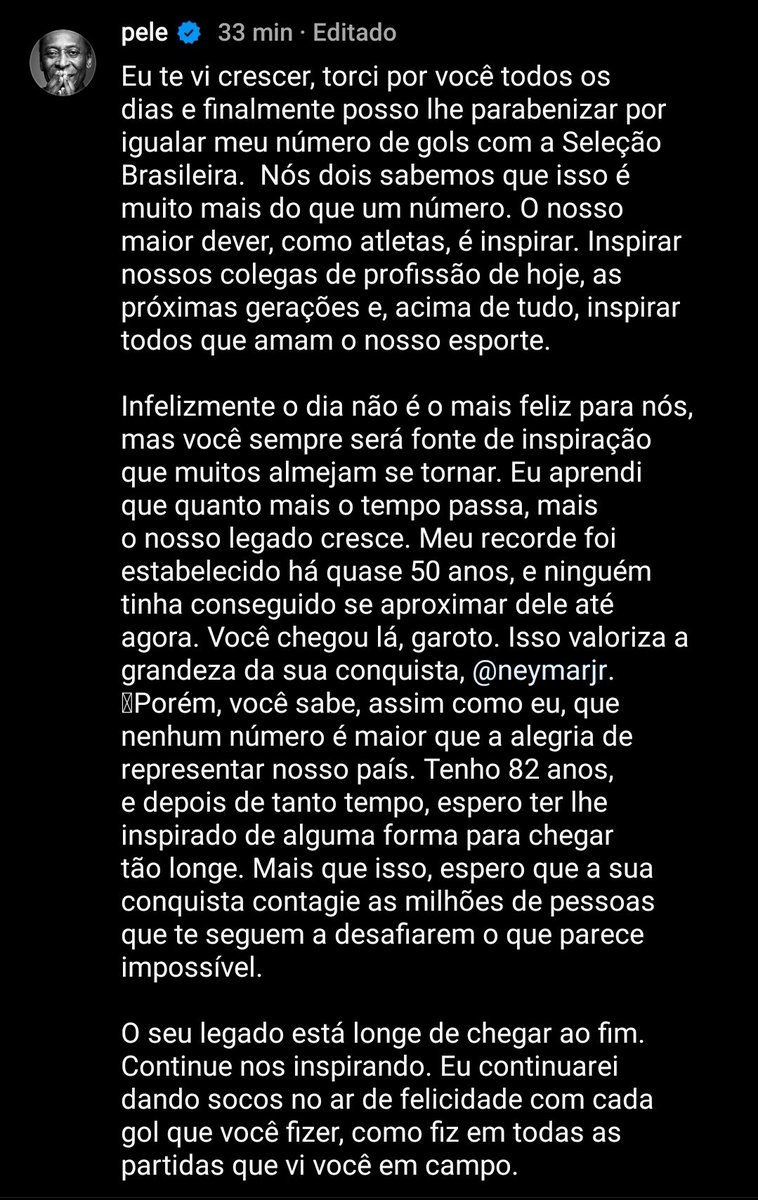 JantadasNey's tweet image. Pelé para Neymar em seu Instagram: