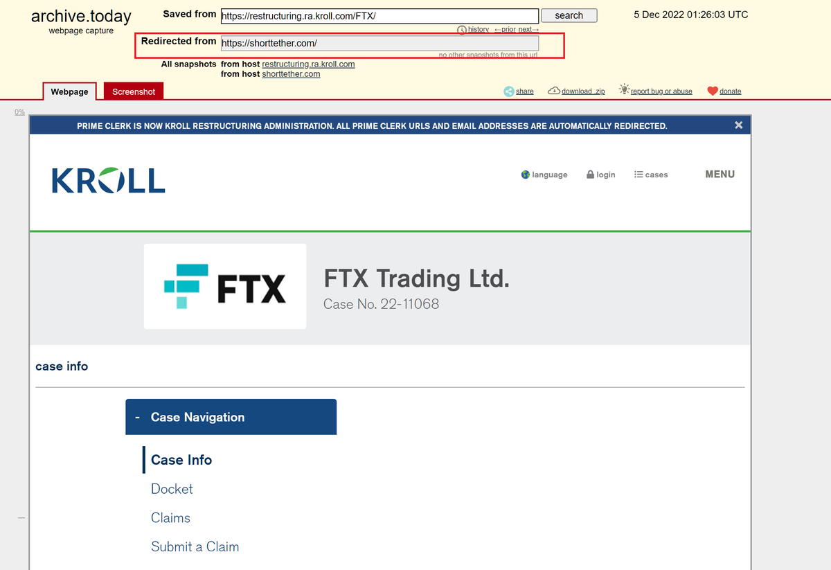 Bitfinexed's tweet photo. Hey Everyone!

FTX owned the domain name "https://t.co/ElZXvkXwSD", this website used to go to FTX's exchange.

After the bankruptcy started, it was forwarded to their bankruptcy page.

Now it goes nowhere.

Bitfinex'ed saved it just in time. https://t.co/ARY0OTp7Jk