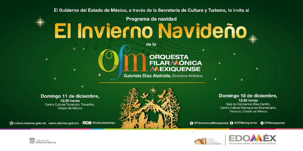 secti_edomex's tweet photo. Mañana 11 de diciembre a las 12:30 horas en el Centro Cultural Tonantzin de #Tonanitla, la @OFMexiquense presenta el #ProgramaDeNavidad #ElInviernoNavideño.
Asiste y vive la música interpretada por jóvenes mexiquenses.
@CulturaEdomex https://t.co/CnHpRjKdsp