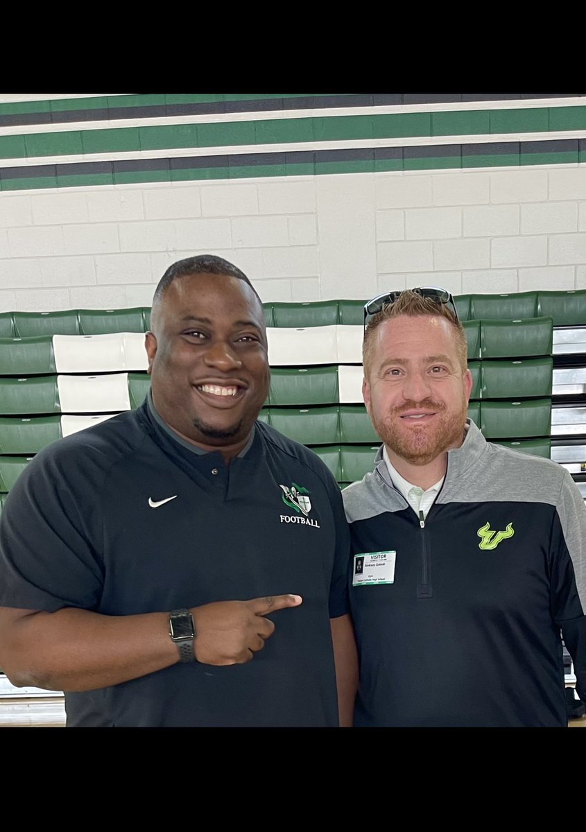 Special Thanks to Coach Alex Golesh @CoachGolesh (New USF Head Football Coach)  @USFFootball on coming by @TC_Football Tampa Catholic High School to recruit our Student Athletes‼️ #GoBulls #TampaCatholicFootball