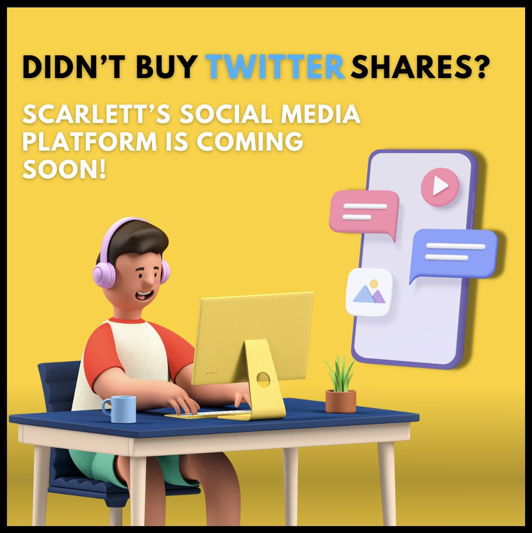 LTL_Club's tweet photo. DIDN'T BUY TWITTER SHARES?
SCARLETT'S SOCIAL MEDIA
PLATFORM IS COMING SOON!
Visit our website 🔗:
https://t.co/ldjSk6qdrs
#Crypto #Cryptocurency #trading #NFT #btc #Qatar2022 #scarlettglobal #drnft https://t.co/LZx2zYLnNU