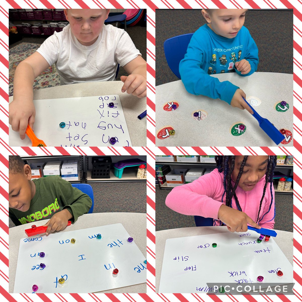 MrsGuimondReads's tweet photo. Students were loving the holiday themed activities this week! We used the cookie blending board from @IMSEOG and a fun magnet wand and jingle bell idea from Hanna Stroud at My Literacy Space! 🎅🏼🎄@WegienkaWildcat https://t.co/Ou0KSki1m3