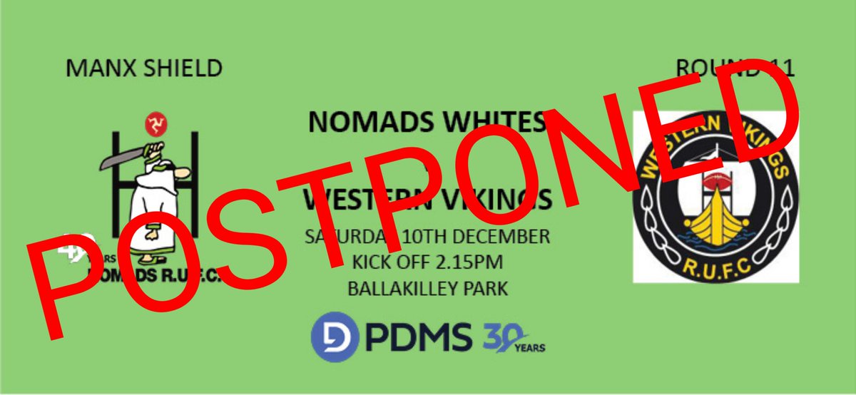 Southern Nomads RUFC (@nomadsrufc) on Twitter photo Tomorrow senior game between Nomads Whites and <a href="/Vikings_RUFC/">Western Vikings RUFC</a> has been postponed due to the weather warnings currently in place. The game will be rescheduled to the new year. Tomorrow senior game between Nomads Whites and <a href="/Vikings_RUFC/">Western Vikings RUFC</a> has been postponed due to the weather warnings currently in place. The game will be rescheduled to the new year.