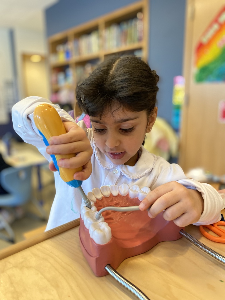 Thank you to our neighbors at Chicago Dental Boutique for teaching our JK students about dental health. They explored different tools and equipment used in a dentist’s office, examined x-rays, and learned how to take care of their teeth.  #GemsFieldStudies #ChicagoPrivateSchools