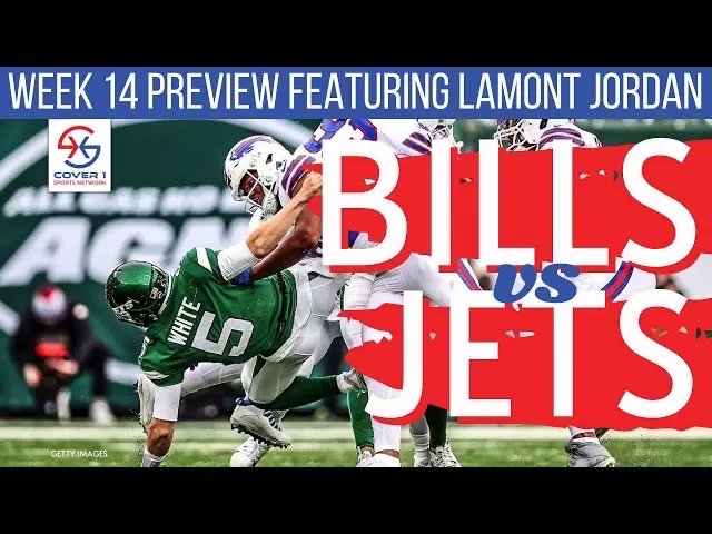 Cover1's tweet photo. We had running back LaMont Jordan (@CoachJordan34) of @BLEAV_IN_JETS join us for a preview of Sunday’s game between the #Bills and #Jets. Tune in to find out why he’s personally responsible for 2/3 of the Bills’ playoff drought.

🚨Premiere starts now:
https://t.co/05ypijKyQj🚨 https://t.co/1HOEpMDw7U