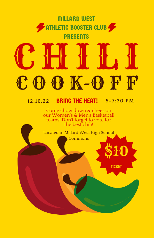mw_booster's tweet photo. Millard West Athletic Booster Club Chili Cook Off!!
Come chow down &amp; vote for your favorite chili &amp; cheer on the Girls and Boys Basketball teams!!
#GoWildcats https://t.co/GMyBcYTstH