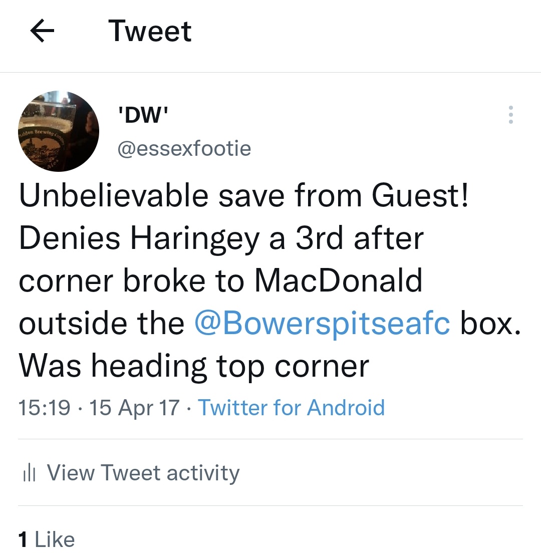 Football tonight tempered by the tragic news on Martyn Guest. A terrific keeper, part of the <a href="/Withamtownfc/">WithamTownFC</a> promotion winning side nearly a decade ago, and in <a href="/Bowerspitseafc/">Bowers & Pitsea FC</a>'s FA Vase semi-final reaching and Essex Senior League winning side. A great guy, who will be sorely missed