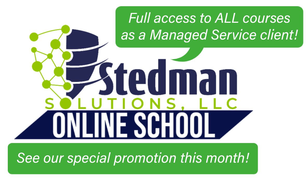 SqlEmt's tweet image. Free access to all our #SQLserver online courses if you&apos;re a Managed Services client! All current and future courses! 

Also see our awesome January special!  #SQLServerManagement #stedmansolutions 
stevestedman.com/x7YhW