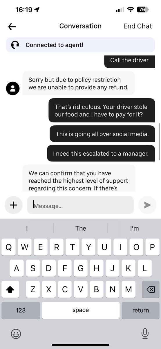 TheInbetweeno's tweet photo. @UberEats stole my food and made me pay for it. What the actual fuck. https://t.co/6s6D696QKd