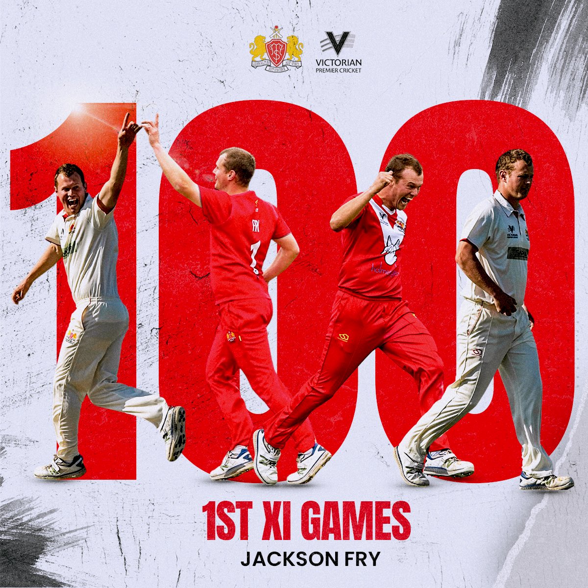 CaseySthMelbCC's tweet image. Congratulations, Jackson Fry! 

A great clubman, a fierce competitor, and a loyal team mate. 

100 First Eleven games in the mighty red and white 🔴⚪️