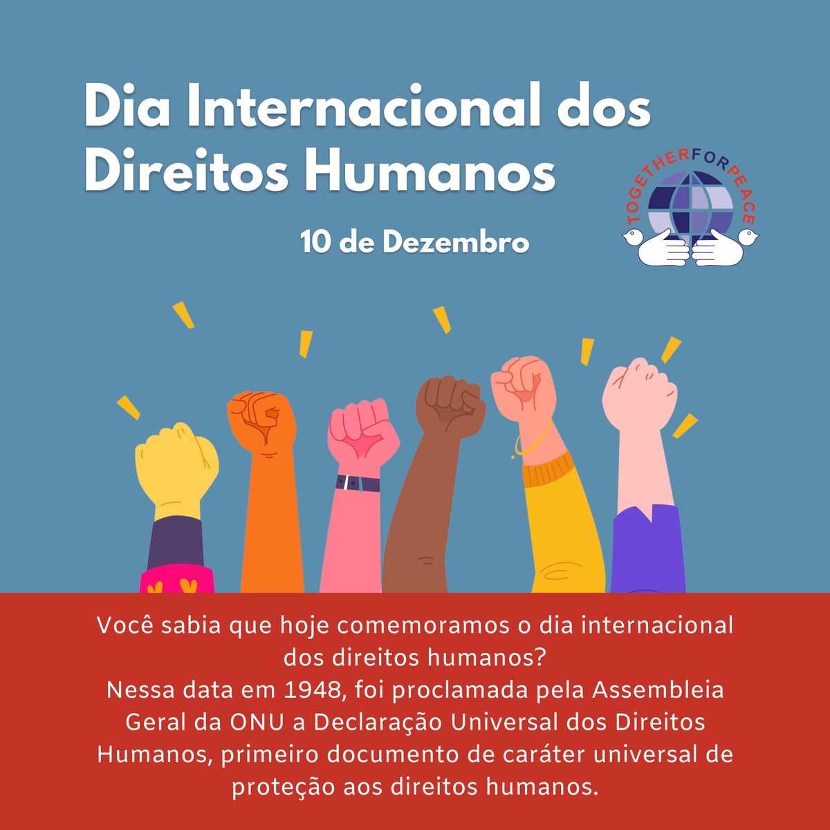 2gether4peace's tweet photo. TOGETHER FOR PEACE - Todos os seres humanos nascem livres e iguais em dignidade e direitos. https://t.co/Ub1T97hNfL