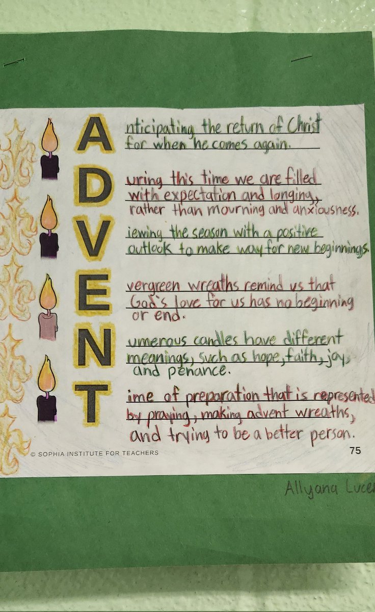DocAdam54's tweet image. An Advent thought from a student at St. Anthony/St. Paul, Nanuet campus.