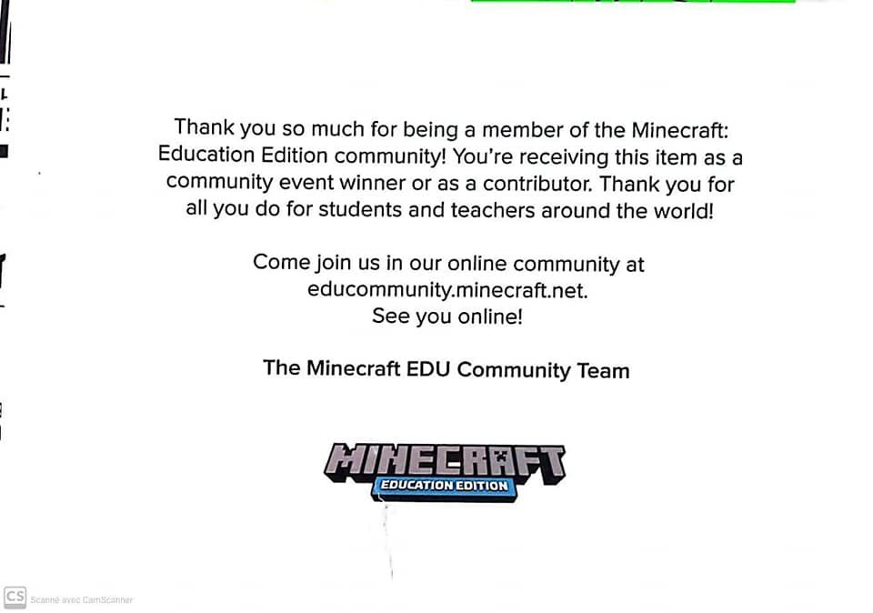 BRadwane's tweet photo. Thank you @Minecraft #MicosoftEDU #MIEExpert https://t.co/uhPcq6YpON