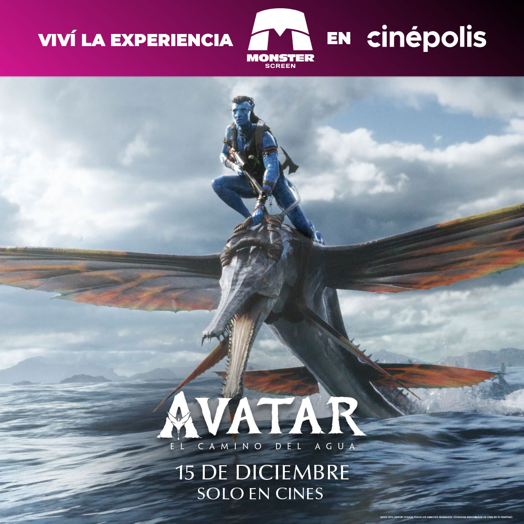 cinepolisarg's tweet photo. ¡Disfrutá de #Avatar: El Camino del agua en nuestras salas #MonsterScreen en Pilar y Neuquén!
🍿 Sonido Dolby Atmos.
🍿 Pantalla gigante.
🍿 Doble proyección digital.
🍿 Inmersión total.
Comprá tus entradas en ⬇️
🎬 https://t.co/ac7ixXg7al
📲 app Cinépolis Argentina https://t.co/cMAWeUnqq9