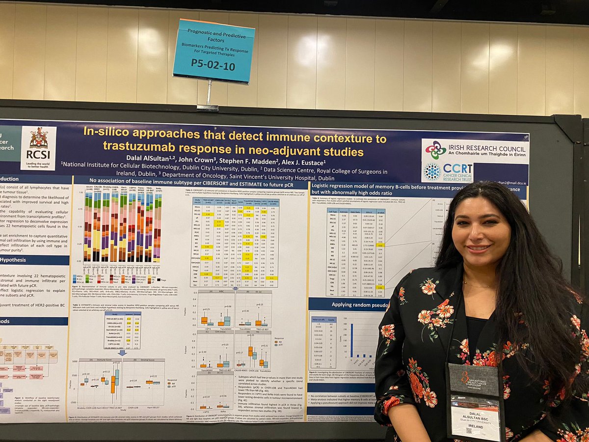 Dalal AlSultan (@ds_alsultan) on Twitter photo Delighted to present my poster in #SABCS22 on my project titled: ‘in-silico approaches that detect immune contexture to trastuzumab response in neo-adjuvant studies’. <a href="/IrishResearch/">We are now Research Ireland</a> <a href="/CCRTIreland/">CCRT</a> @nicb_dcu <a href="/DCU/">Dublin City University</a> <a href="/DcuBiotech/">DCU School of Biotechnology</a> <a href="/Dr_Alex_Eustace/">Alex J Eustace</a> Delighted to present my poster in #SABCS22 on my project titled: ‘in-silico approaches that detect immune contexture to trastuzumab response in neo-adjuvant studies’. <a href="/IrishResearch/">We are now Research Ireland</a> <a href="/CCRTIreland/">CCRT</a> @nicb_dcu <a href="/DCU/">Dublin City University</a> <a href="/DcuBiotech/">DCU School of Biotechnology</a> <a href="/Dr_Alex_Eustace/">Alex J Eustace</a>