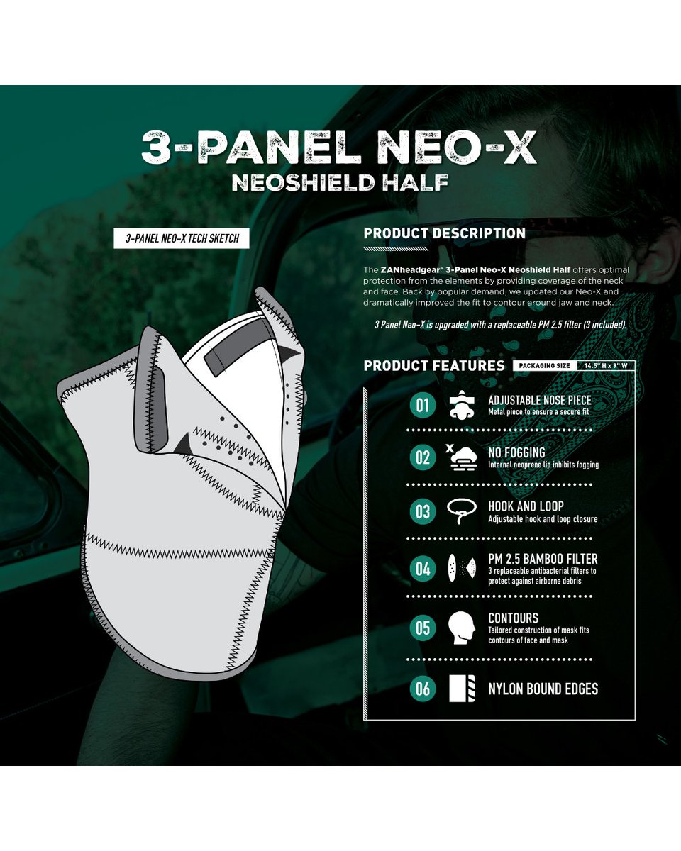ZANheadgear's tweet photo. Going outdoors this weekend? Don't let our ZANheadgear® 3 Panel Neo-X Half Mask be the item you leave behind.

Tailored construction for a contoured fit, internal neoprene lip inhibiting fogging, and an adjustable metal nose piece are only just a few highlights of this half mask. https://t.co/kAi2XqRpEZ