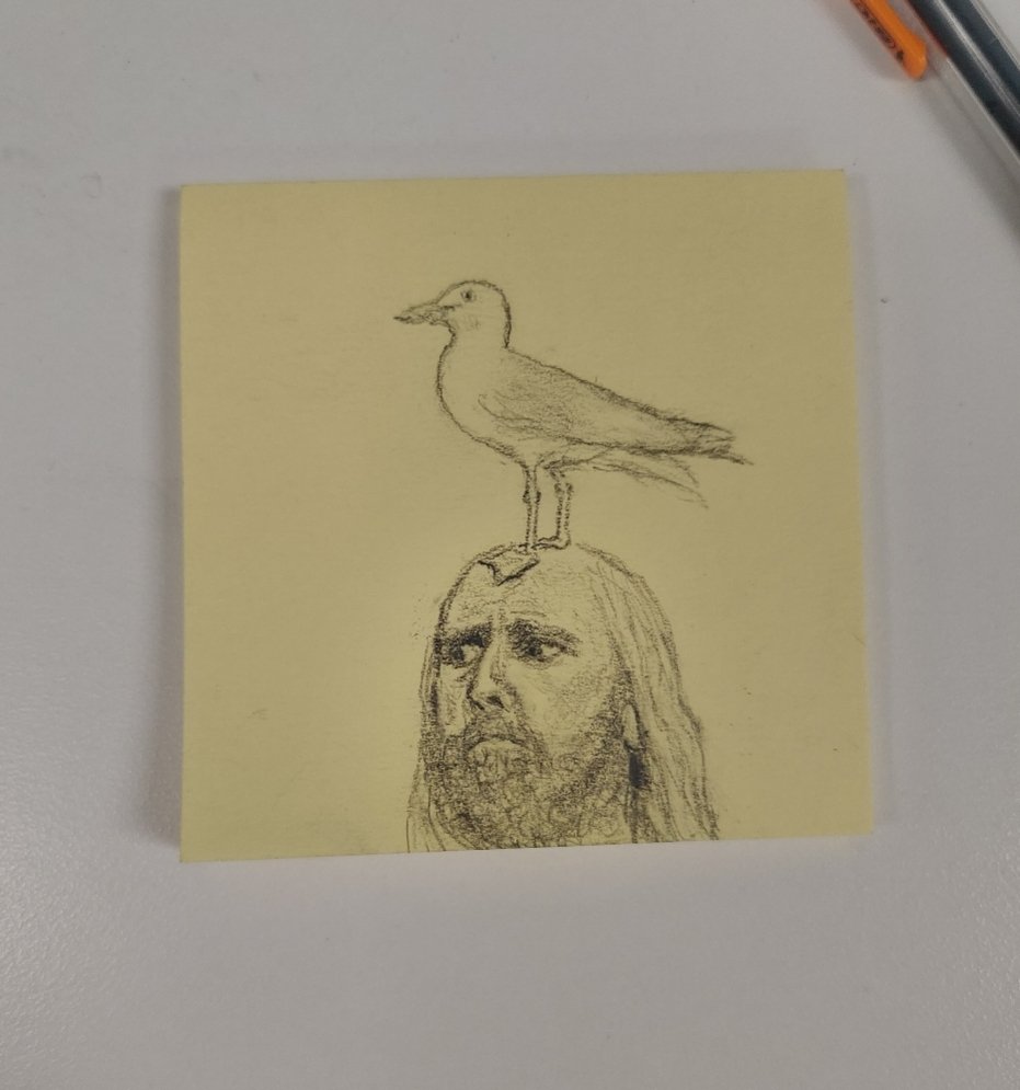 StellarCyn's tweet photo. "Karl conveys his warm regards, Captain."
It's Buttons and Karl!
#ofmd #Buttons #Karl #birdguy #stickynotesketches https://t.co/Mh6gBI3Okt