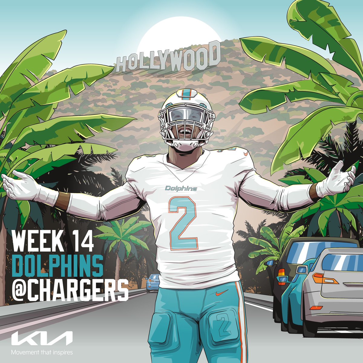MiamiDolphins's tweet photo. Lights, camera, PRIMETIME 🎬

🎨 @R4THBONE https://t.co/KOOHM3J9gk