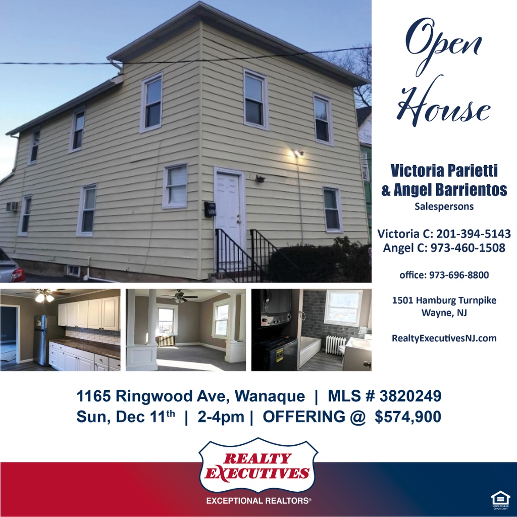 RealtyExecNJ's tweet image. 🤩OPEN HOUSE ✏Sunday, December 11th ⌚2pm - 4pm 💲574,900 🚗1165 Ringwood Ave, Wanaque, NJ 🏠Income producing, two-family property located in Haskell! #openhousenj #haskellnj #2family #wanaquenj