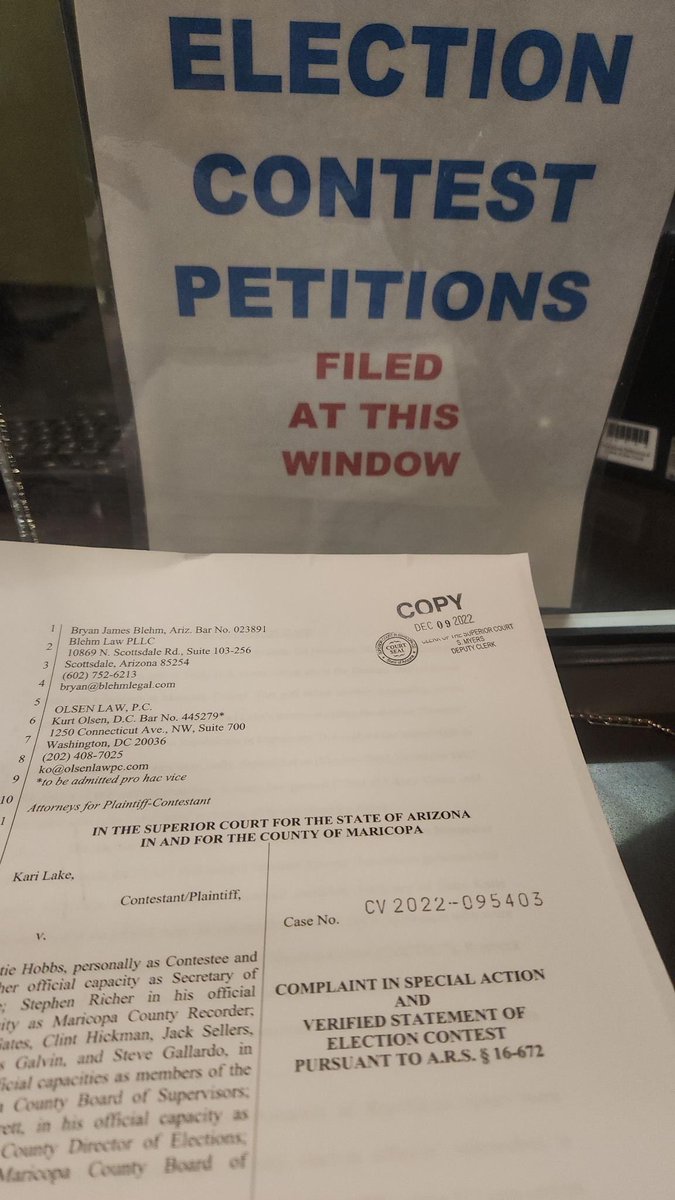 christina_bobb's tweet photo. Here we go!  ⁦@KariLake⁩ files her election contest! Maricopa county ran one of the worst elections in Arizona history with state officials collaborating with feds to change the outcome of the election.  #Arizona #Election #Maricopa #2022 https://t.co/XwHGL24S24