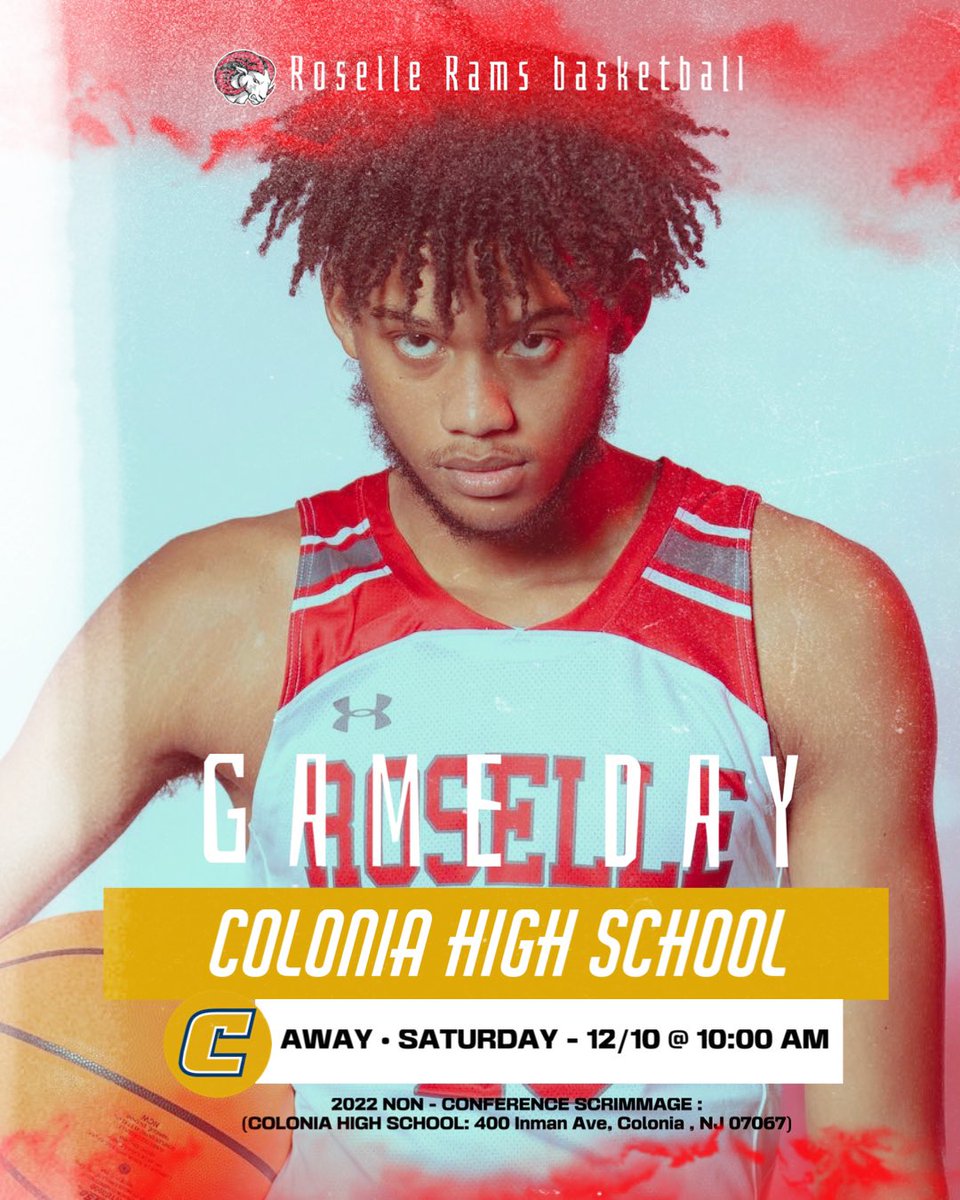 Tomorrows Game Vs Colonia High School
 🆚 Colonia High School
 ⏰ 10 a.m.
 Saturday December 10’2022
<a href="/gmchoops/">GMC Hoops</a> come check the rams out
<a href="/NJHoopRecruit/">NJ Basketball</a>