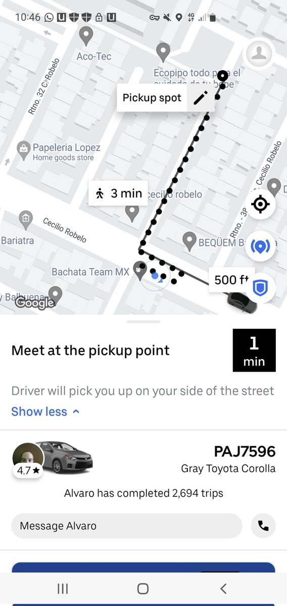 Meowscuro's tweet photo. @Uber_MEX que onda con este conductor, lo espere 17 min. No entro a la calle, camine, ya que lo encontré huyó y cancelo https://t.co/mKu1tIctO6