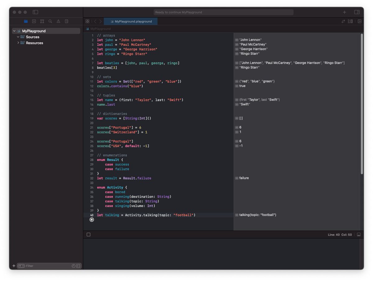 exalted_tron's tweet image. 100 Days of Swift, Day 3 - Learned about arrays, sets, tuples, dictionaries, and enumerations. I didn&apos;t catch up as far as I wanted, but I still made myself code in #Swift today, which is a win.
#100DaysOfSwift #100DaysOfCode #tweet100