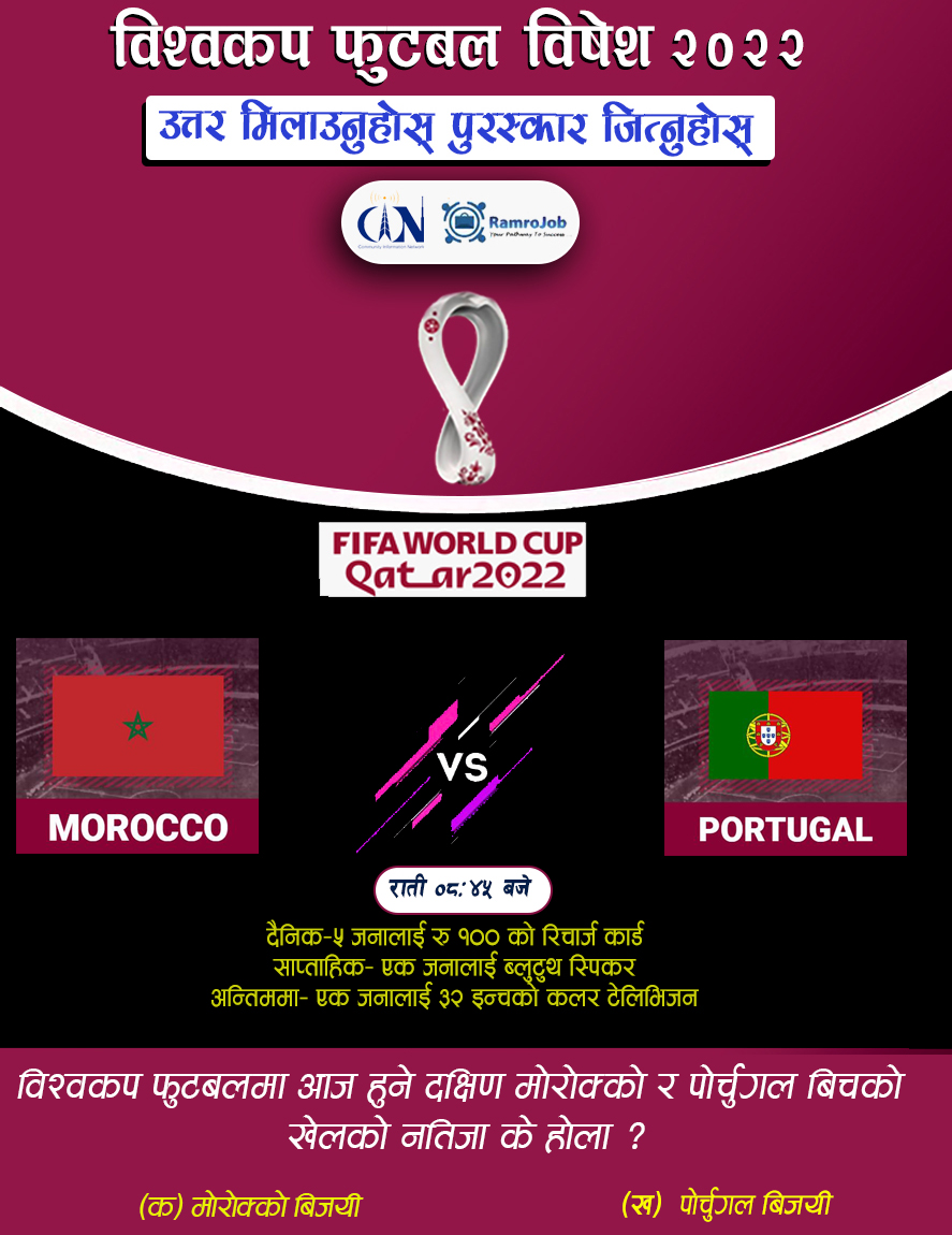 उत्तर मिलाउनुहोस्, पुरस्कार जित्नुहोस्... #CIN #sajhalkhabar #WorldCup2022