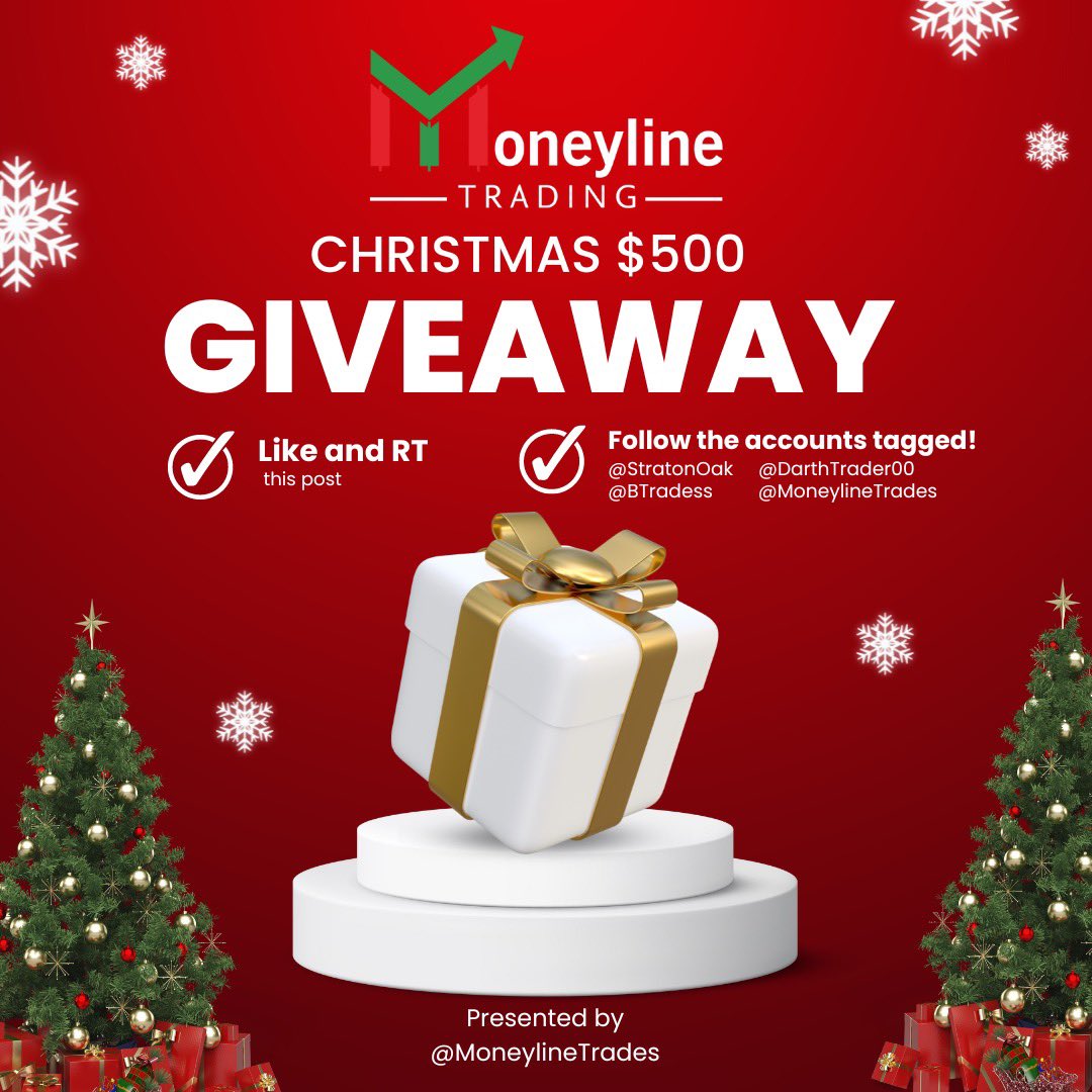 🎅 HOLIDAY GIVEAWAY 🎅 

Presented by <a href="/MoneylineTrades/">Moneyline Trading</a>. Like, RT, and follow the accounts below for entry!

<a href="/BTradess/">BTrades</a> <a href="/DarthTrader00/">DarthTrader</a> <a href="/StratonOak/">Straton Oak1</a>

$500 cash prize winner announced Sunday evening. 

We hope this helps to bless someone’s holidays. ❤️ 💚