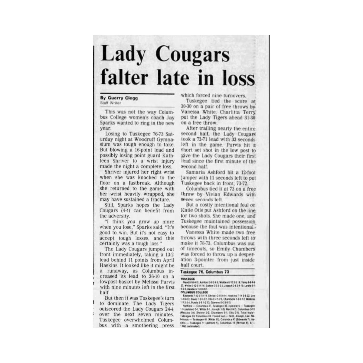 @Trelanne_Mp and her <a href="/tuskegee_WBB/">Tuskegee Women's Basketball</a> 
Have broken the  losing streak to Columbus State in dominating fashion 74-57.
Skegee hasn’t beaten the Cougars since 1993…
Hey <a href="/WBCA1981/">Women’s Basketball Coaches Association</a>  those eleven votes for the Cougars last week for us this week right? 
 Congratulations Ladies!