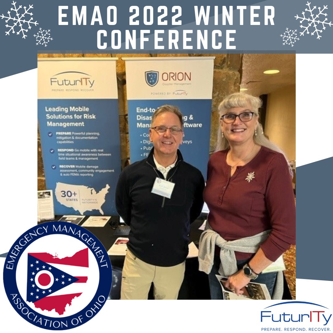 FuturityITinc's tweet photo. Futurity IT wrapped up a year of conferences across the US with the Emergency Management Association of Ohio Winter Conference in Lore City, Ohio. What a great way to end the year connecting with amazing emergency managers like Helen Norris, EM Director of Logan County, Ohio! https://t.co/0AYfkgV0MQ