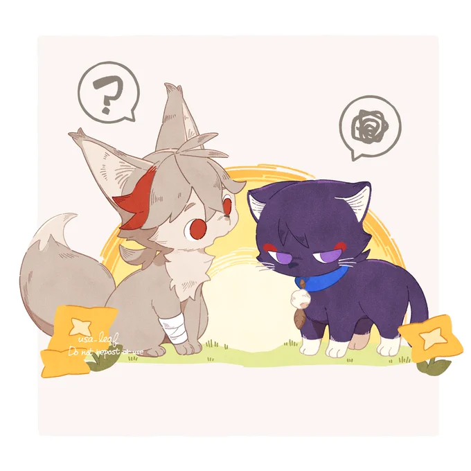 30日目:子狐と子猫#Kazuha #scaramouche  #wanderer #うさ葉のほぼ100日チャレンジ 